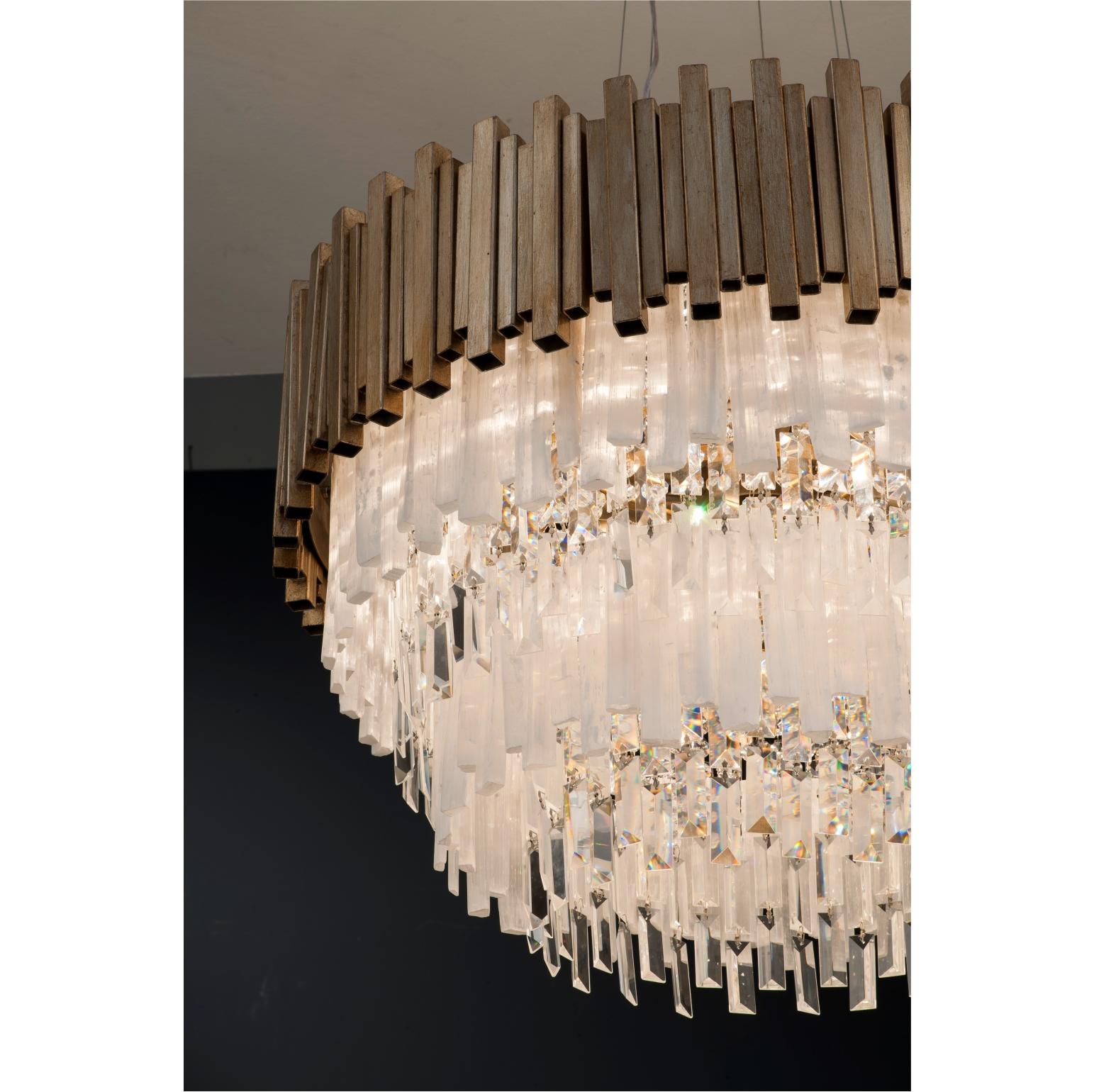 Brazilian Selenite Chandelier Lamp by Aver  For Sale