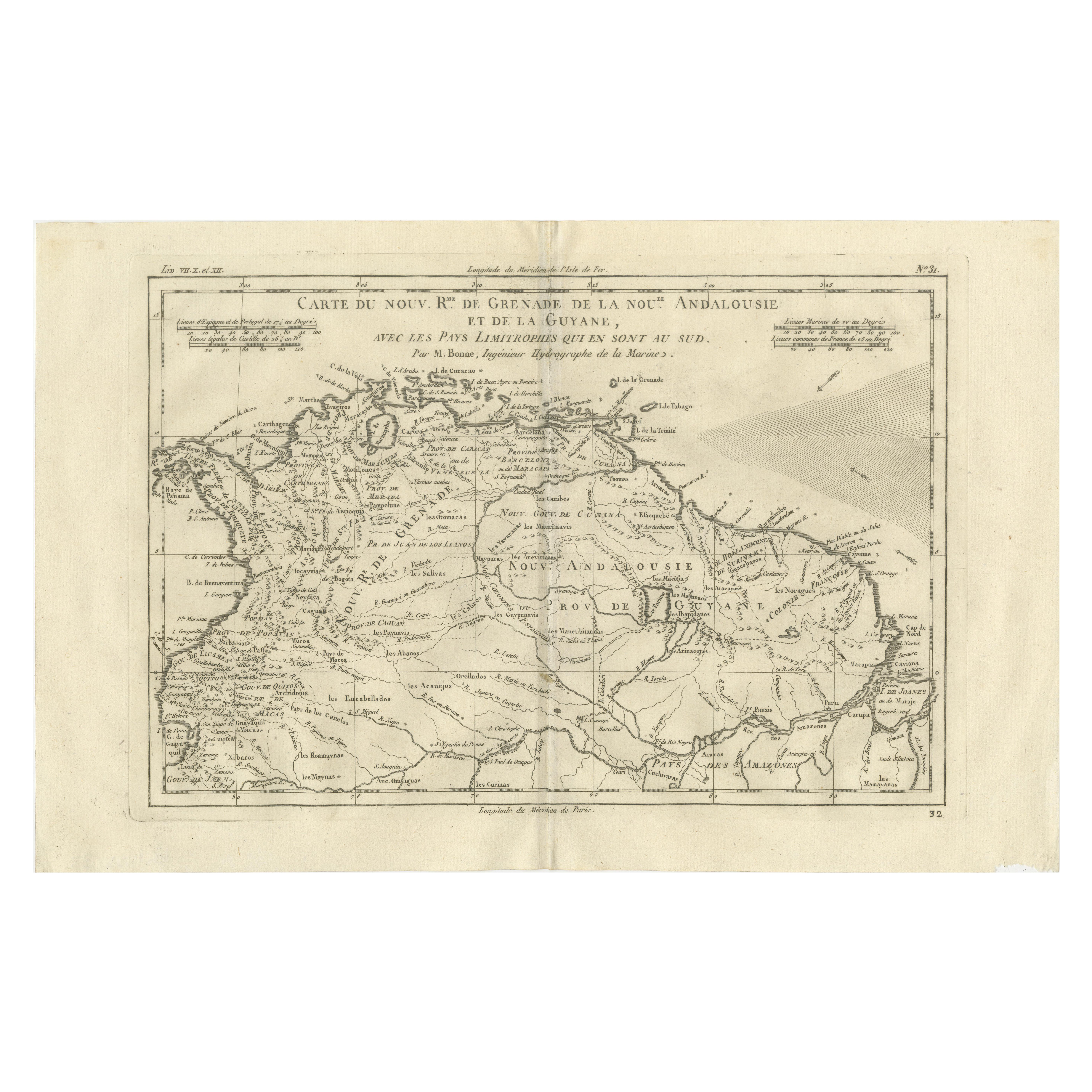 New Granada, New Andalusia & Guiana – Antique Map by Rigobert Bonne, c.1780