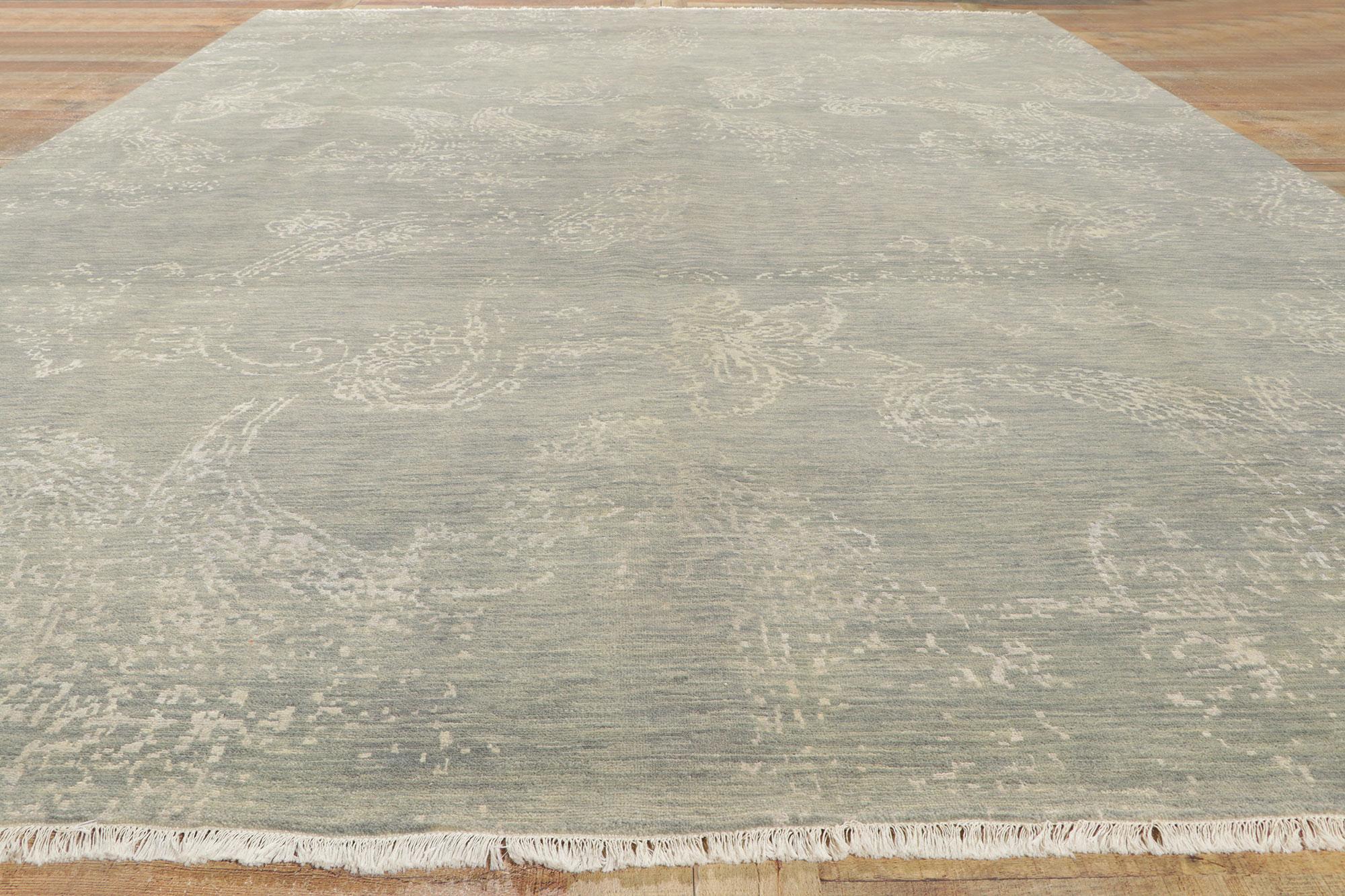 New Gray Transitional Area Rug with Modern Erased Design For Sale 1