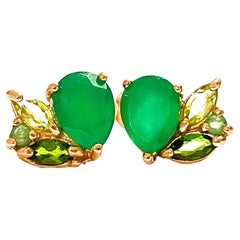 New Green Aventurine and Peridot Sterling Silver Earrings