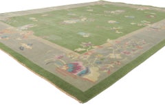New Green Chinese Art Deco Pictorial Rug