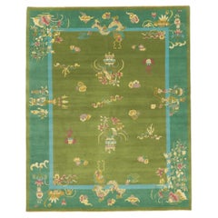 New Green Chinese Art Deco Rug with Maximalist Style