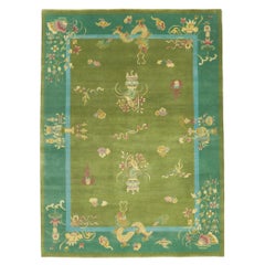 New Green Chinese Art Deco Rug with Maximalist Style