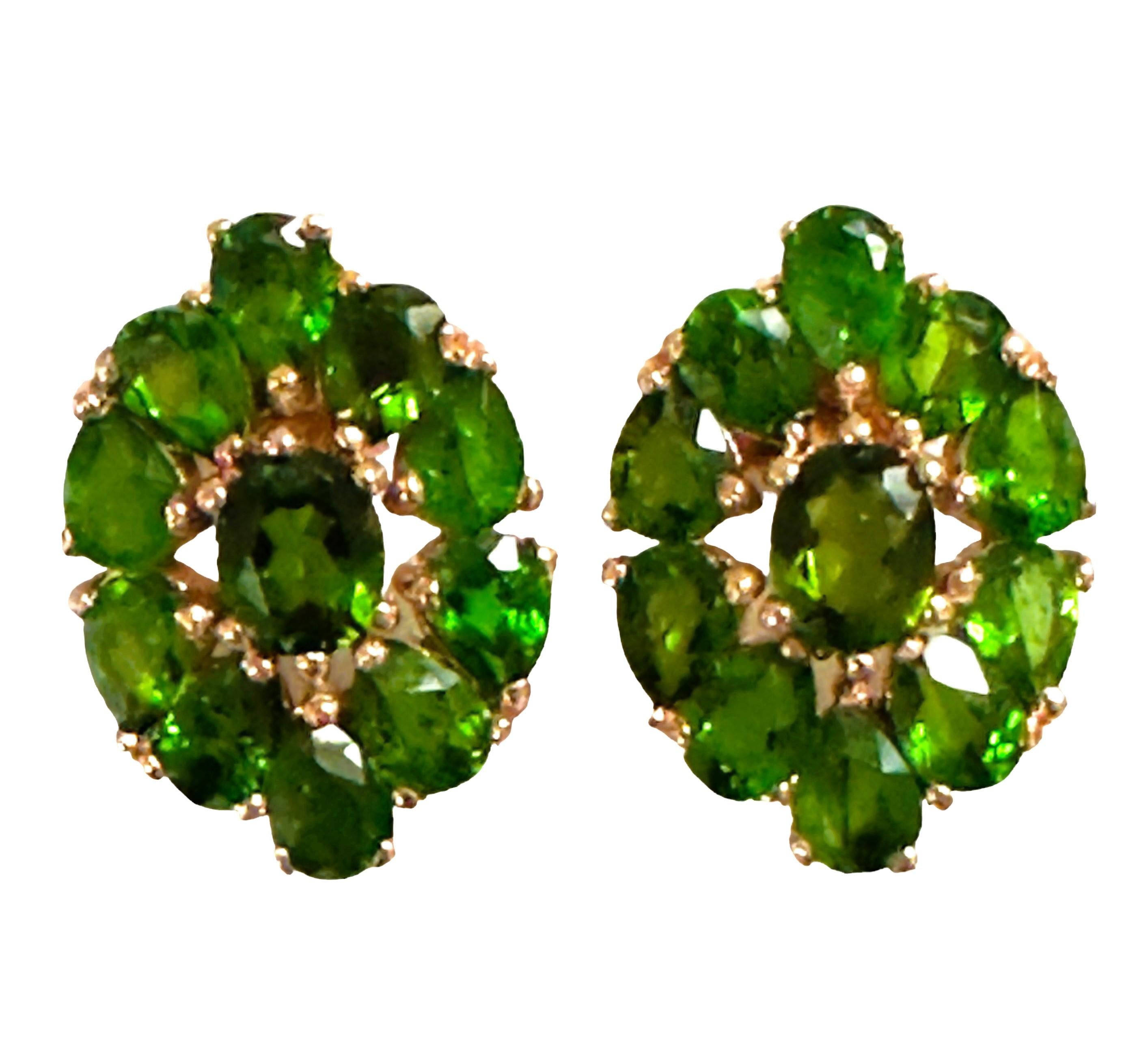 Pear Cut New Green Chrome Diopside RGold Plated Sterling Post Earrings For Sale