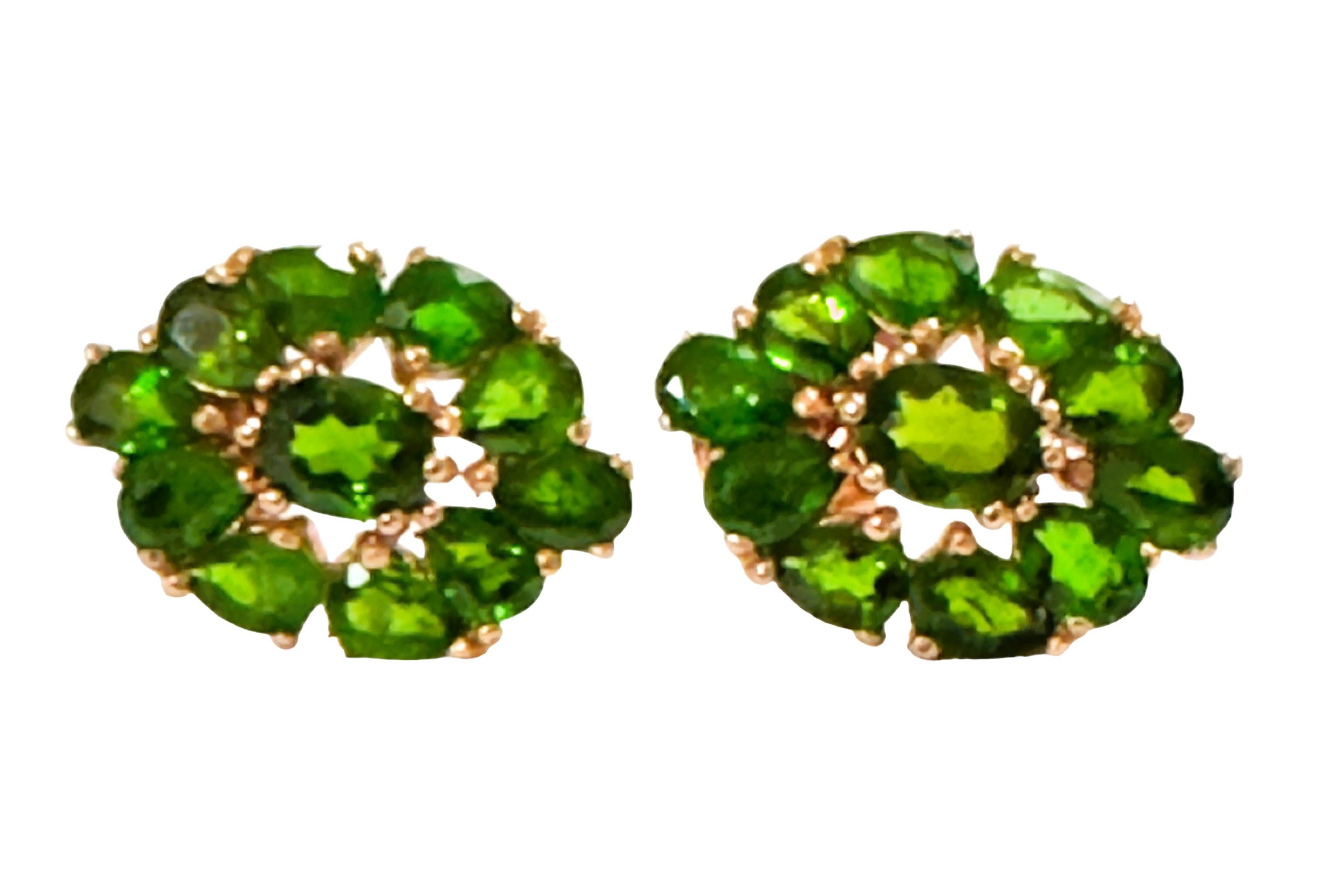 New Green Chrome Diopside RGold Plated Sterling Post Earrings In New Condition For Sale In Eagan, MN