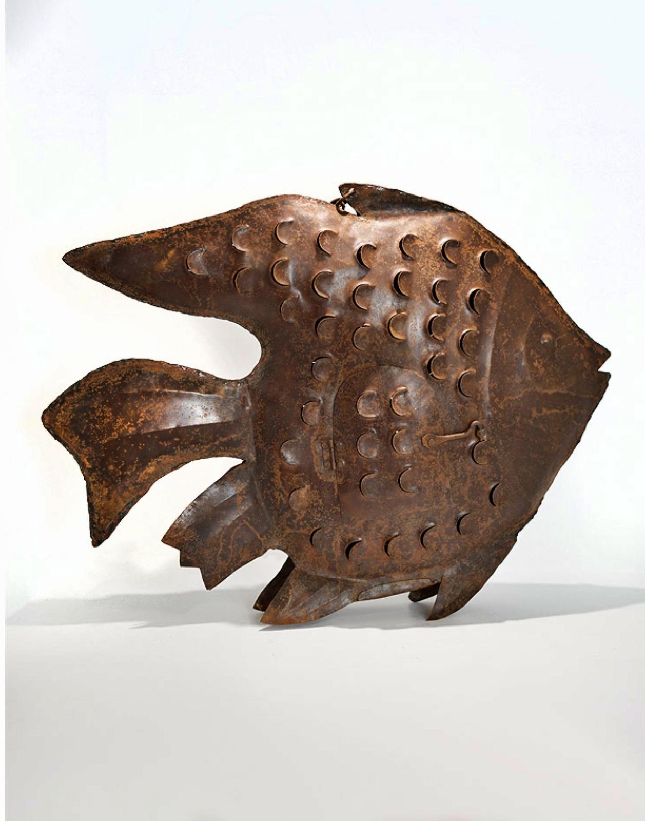 Portuguese New Brown Decorative Metal Fish Sculpture