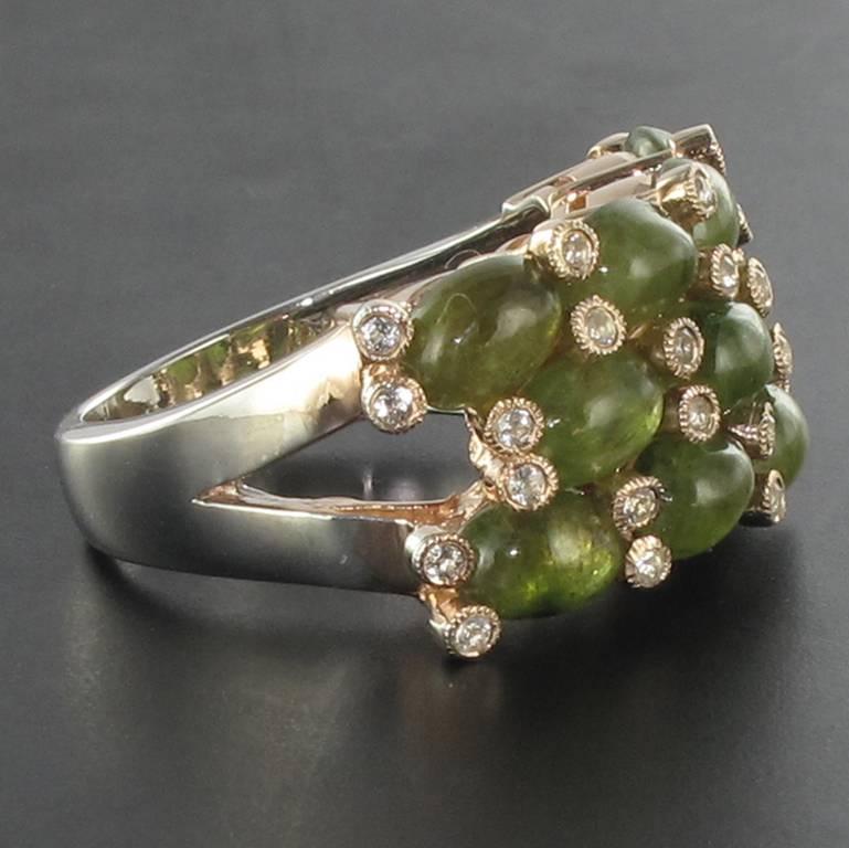 New Green Sapphire White Topaz Silver Ring by Baume 3