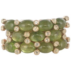 New Green Sapphire White Topaz Silver Ring by Baume