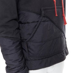 new GREG LAUREN 50/50 Black Puffy Hoodie hooded puffer deconstructed sweater S