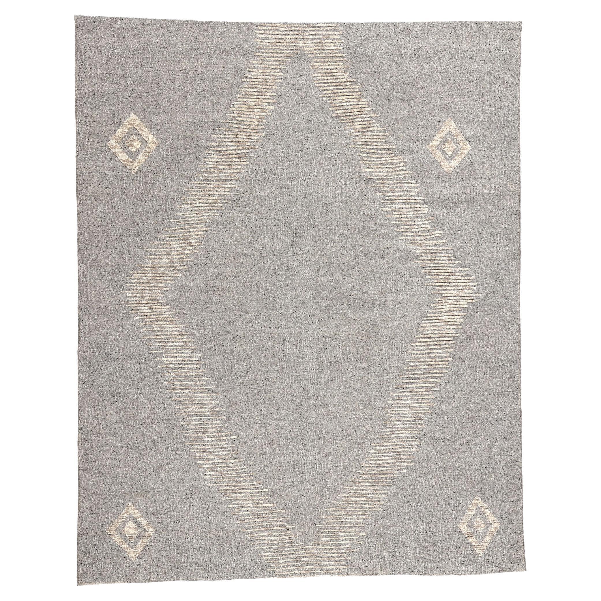 New Grey Diamonds Contemporary Moroccan Area Rug
