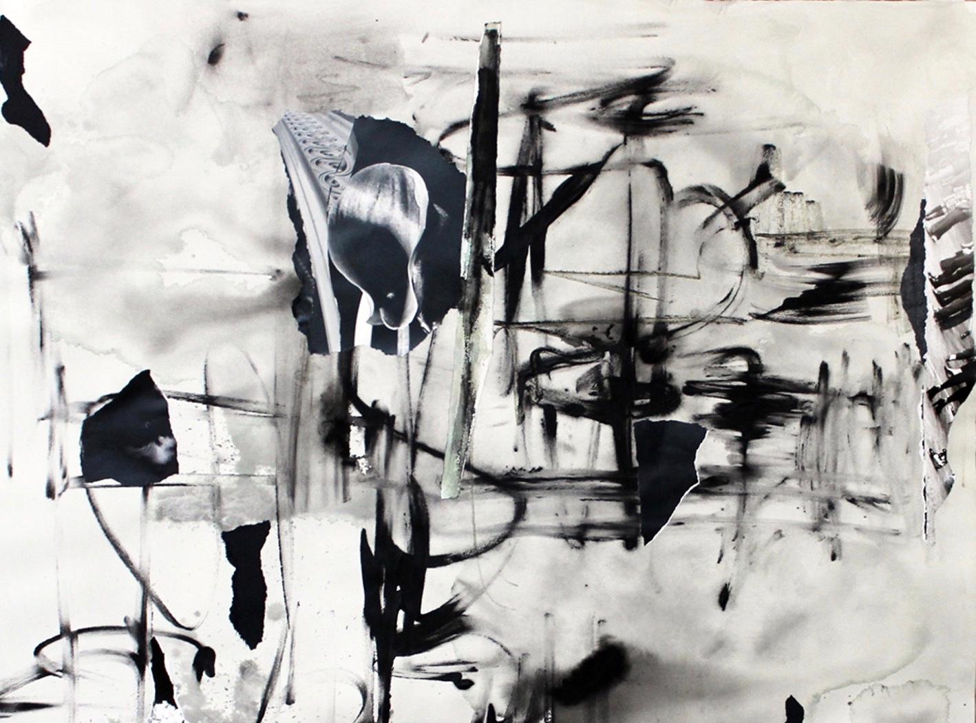 Américain « New Growth », 2018, collage multimédia noir et blanc de Diane Love
