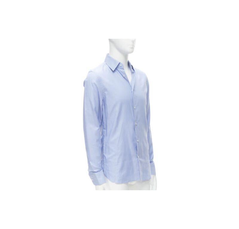 Blue new GUCCI 100% cotton blue classic top stitches classic collar shirt EU38 S For Sale