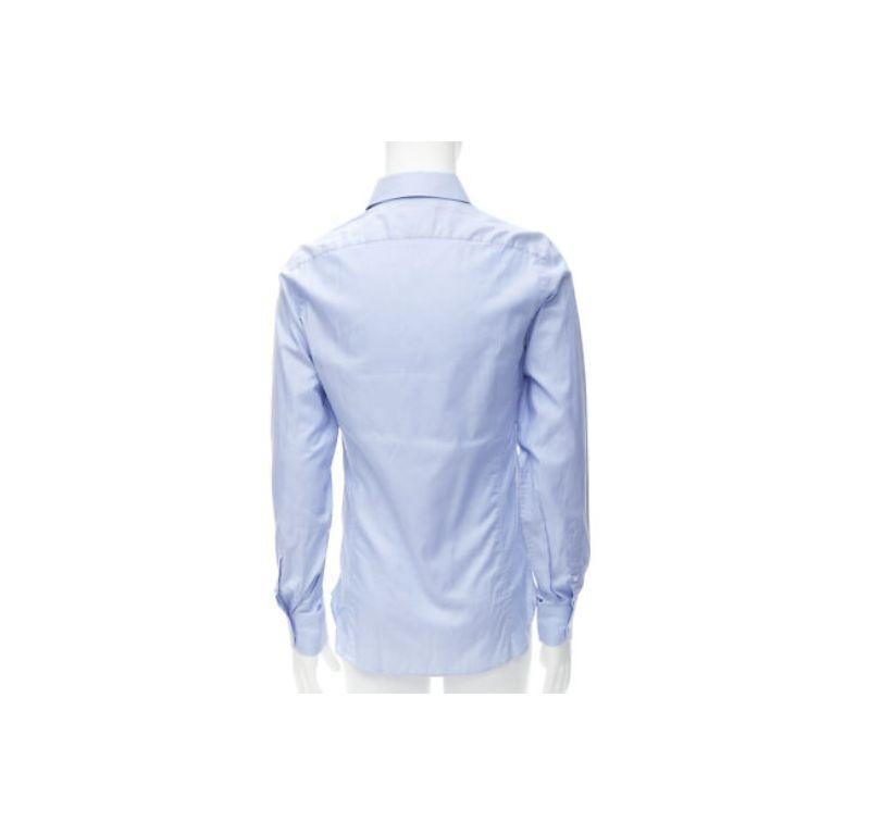 Men's new GUCCI 100% cotton blue classic top stitches classic collar shirt EU38 S For Sale