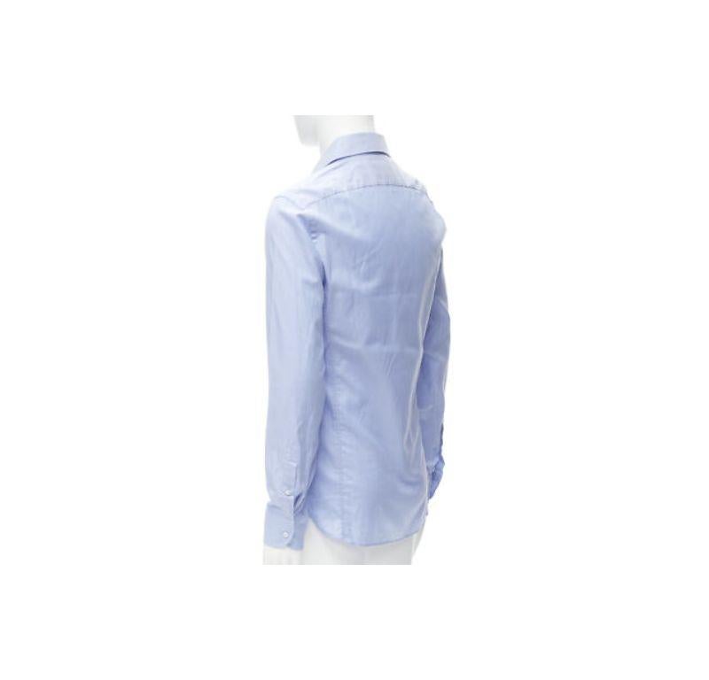 new GUCCI 100% cotton blue classic top stitches classic collar shirt EU38 S For Sale 1