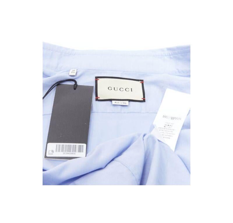 new GUCCI 100% cotton blue classic top stitches classic collar shirt EU38 S For Sale 3