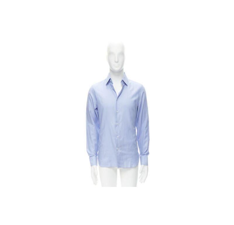 new GUCCI 100% cotton blue classic top stitches classic collar shirt EU38 S For Sale 4