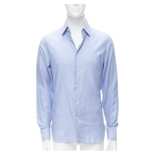new GUCCI 100% cotton blue classic top stitches classic collar shirt EU38 S For Sale