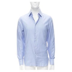 nuova camicia GUCCI 100% cotone blu con collo classico e impunture EU38 S