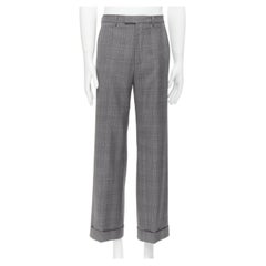 new GUCCI 100% wool checked cuffed wide leg trousers IT46R S