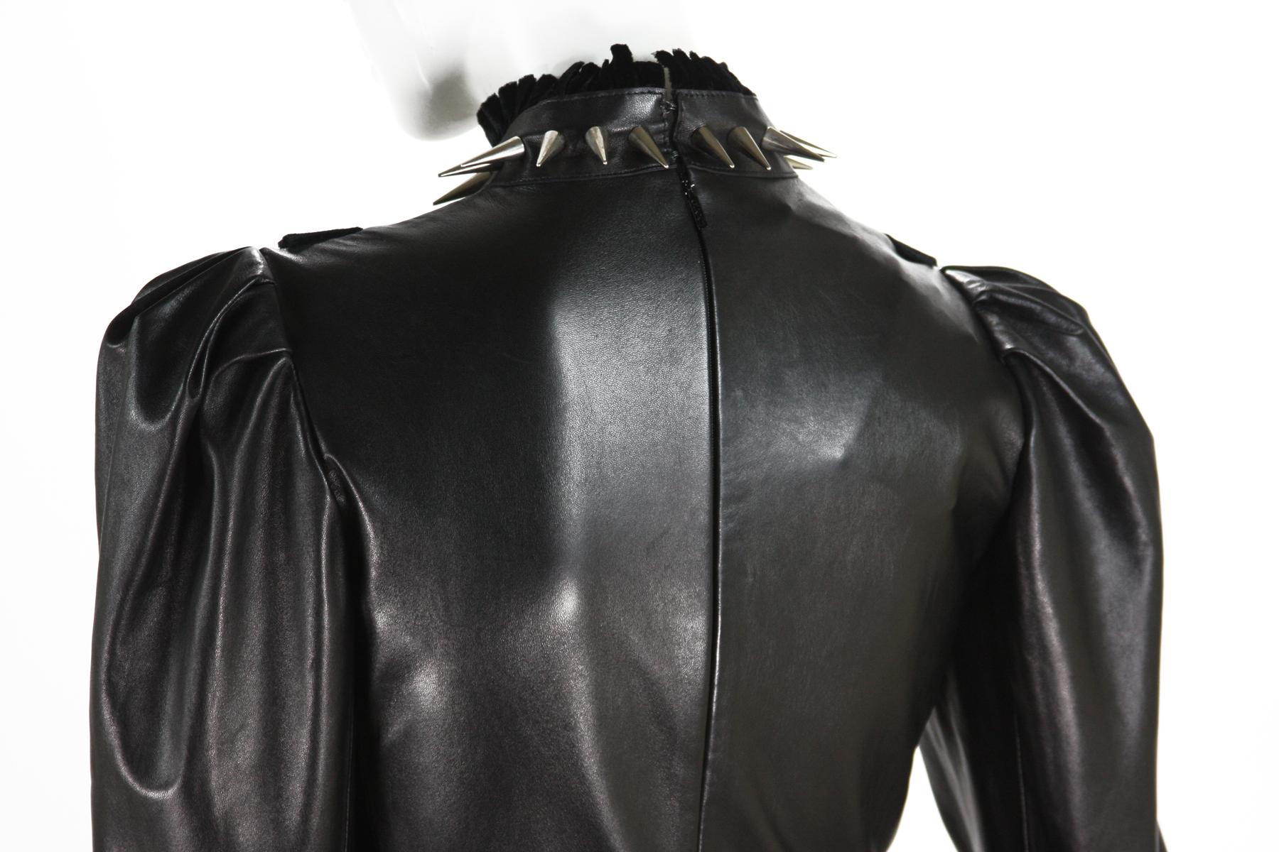 New Gucci $14000 Resort 2017 Gothic Black Laser-Cut Lamb Leather Dress It. 40 4