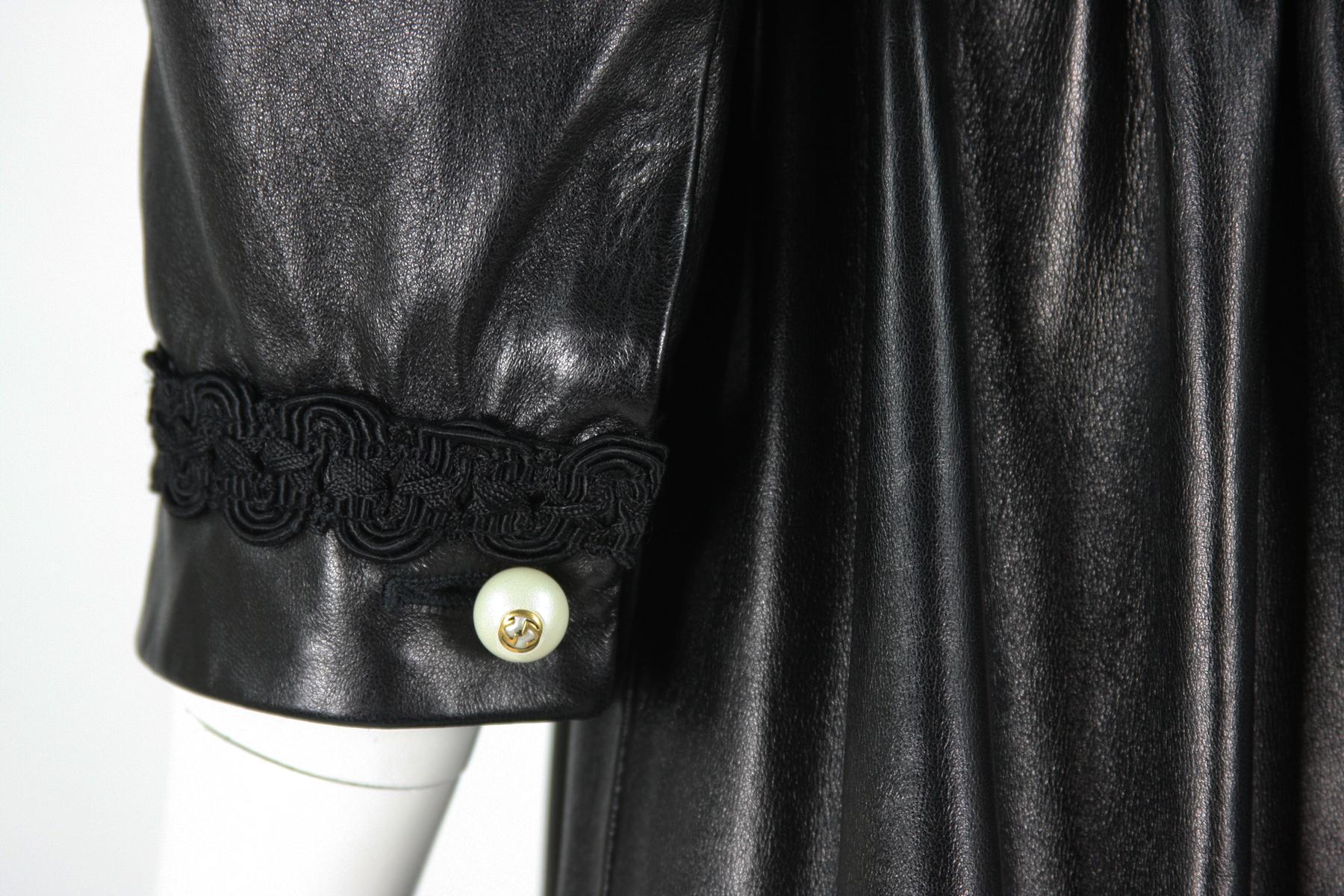 New Gucci $14000 Resort 2017 Gothic Black Laser-Cut Lamb Leather Dress It. 40 8