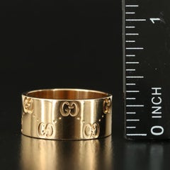 NEW / Gucci 18K "GG" Logo ICON wide Band / size 7.75 US / MADE IN ITALY