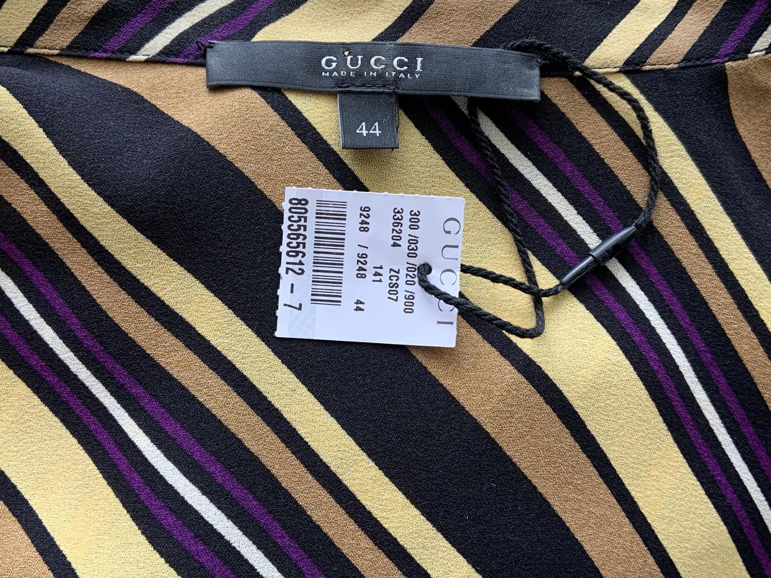 Neu Gucci 2006 Vintage 100% Seide Plunge Bluse Top Italienisch 44 Übergröße im Angebot 3