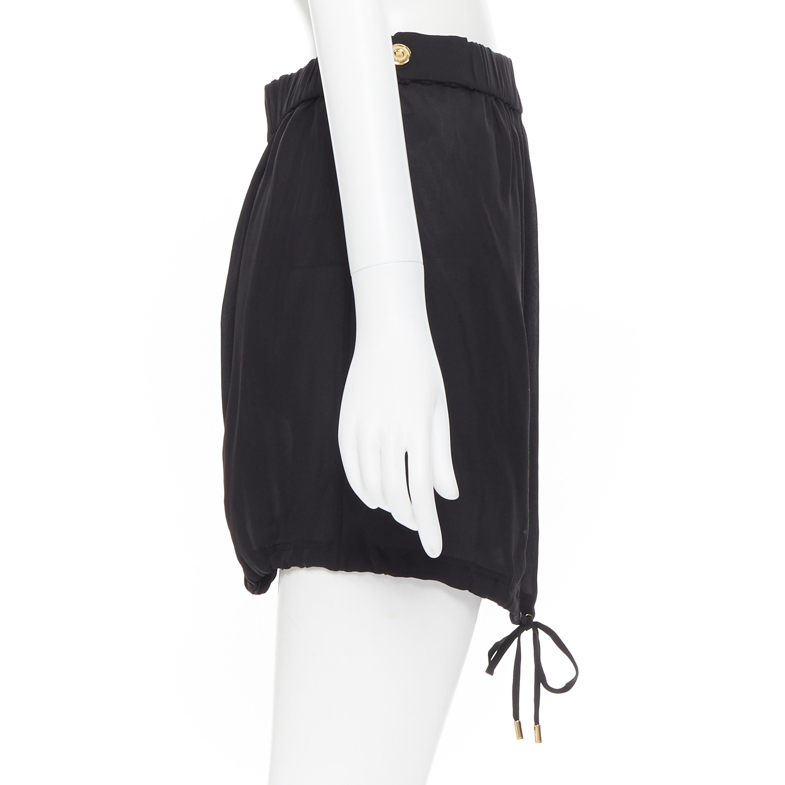 new GUCCI 2008 100% silk black drawstring hem elasticated waist mini skirt IT38 In New Condition In Hong Kong, NT