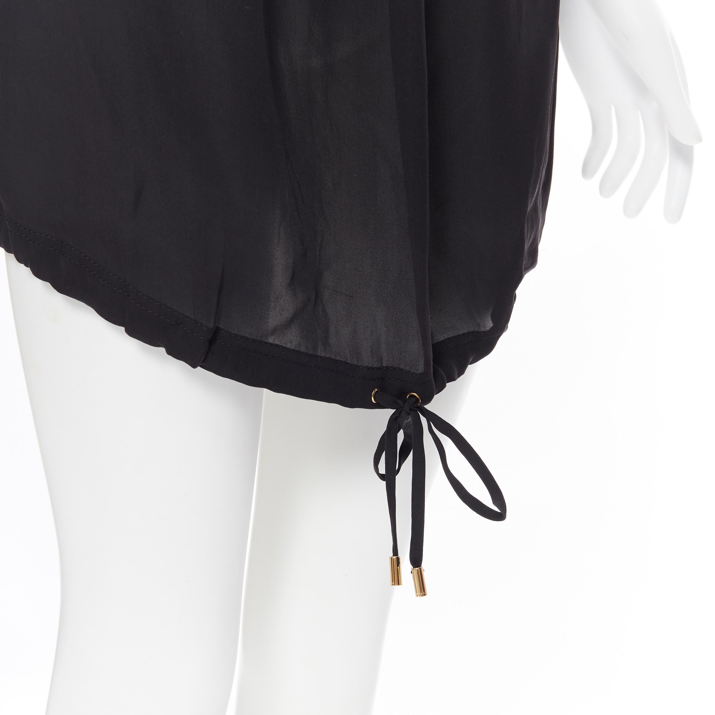 new GUCCI 2008 100% silk black drawstring hem elasticated waist mini skirt IT38 2