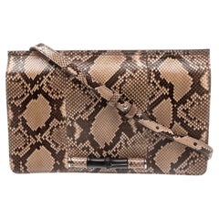 New Gucci 2016 Beige Python Bamboo Bag With Tags