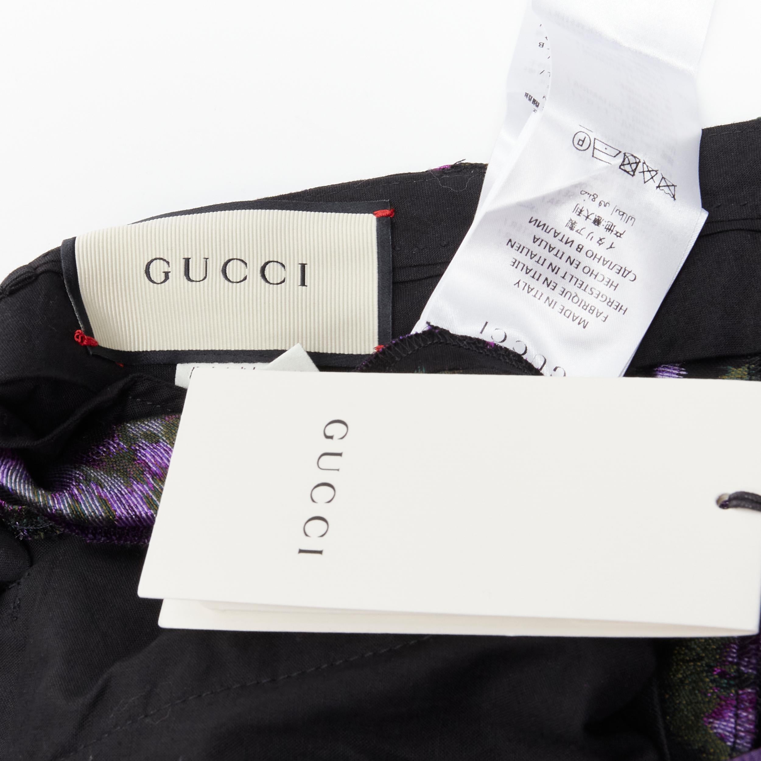 new GUCCI 2017 purple floral jacquard embroidery patch wide culotte shorts IT40  For Sale 4