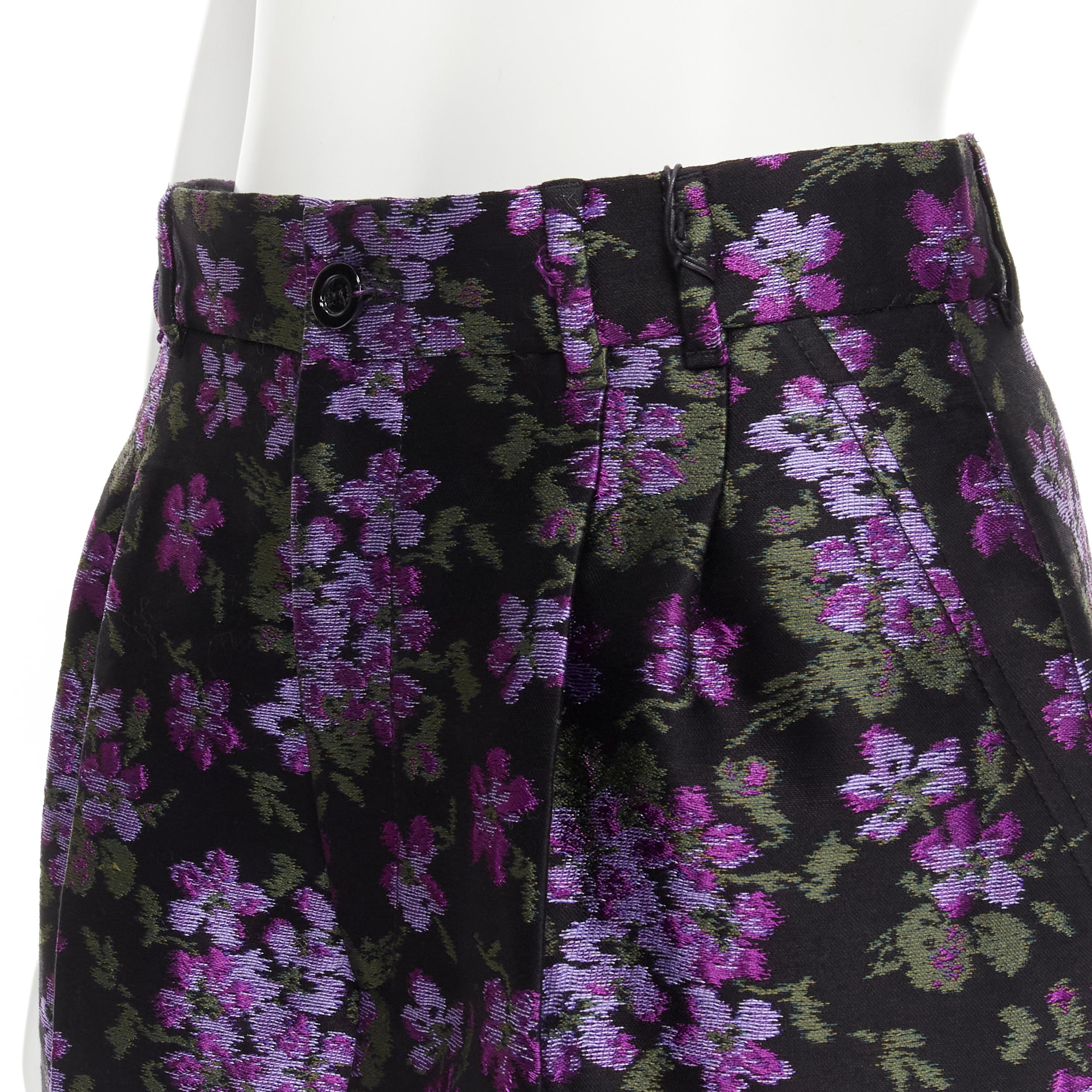 new GUCCI 2017 purple floral jacquard embroidery patch wide culotte shorts IT40  For Sale 1