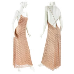 New Gucci 2023 Collection Crystal GG Stretch Nylon Tulle Dusty Pink Dress It. 38