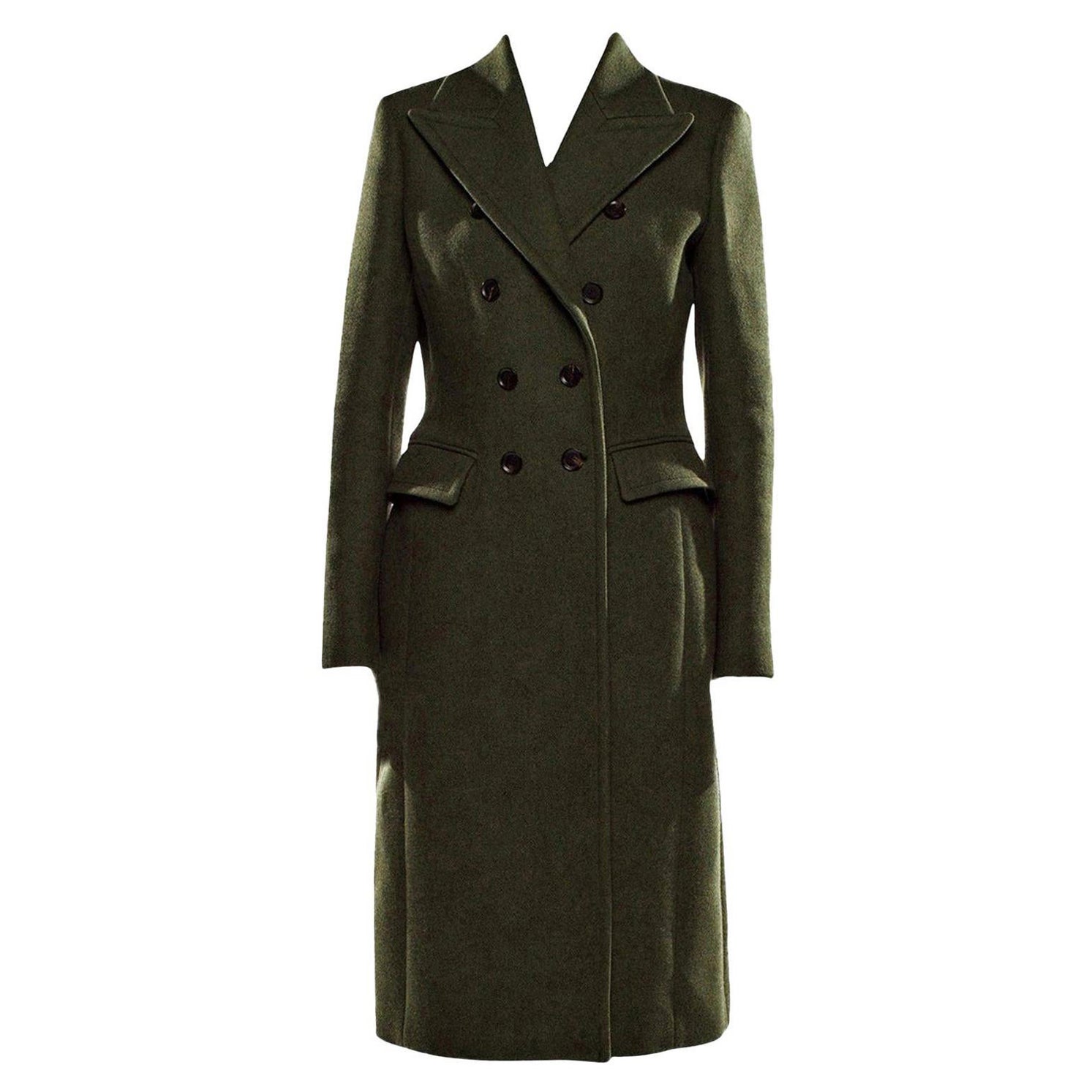 Nuovo Gucci $3215 Kate Upton Giacca Cappotto in Lana Verde Oliva Autunno 2013 Con Etichetta