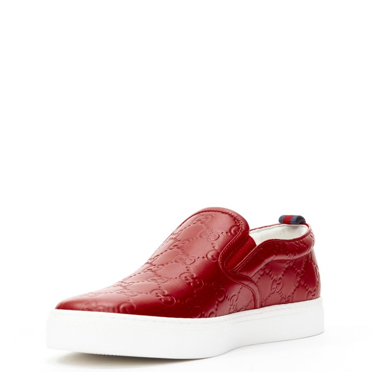 new GUCCI 407364 GG Monogram emboss leather slip on skate 