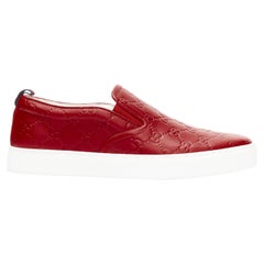 Neu GUCCI 407364 GG Monogramm geprägter Leder-Schlicker auf Skate- Sneakers mit Monogramm UK6,5 EU40,5