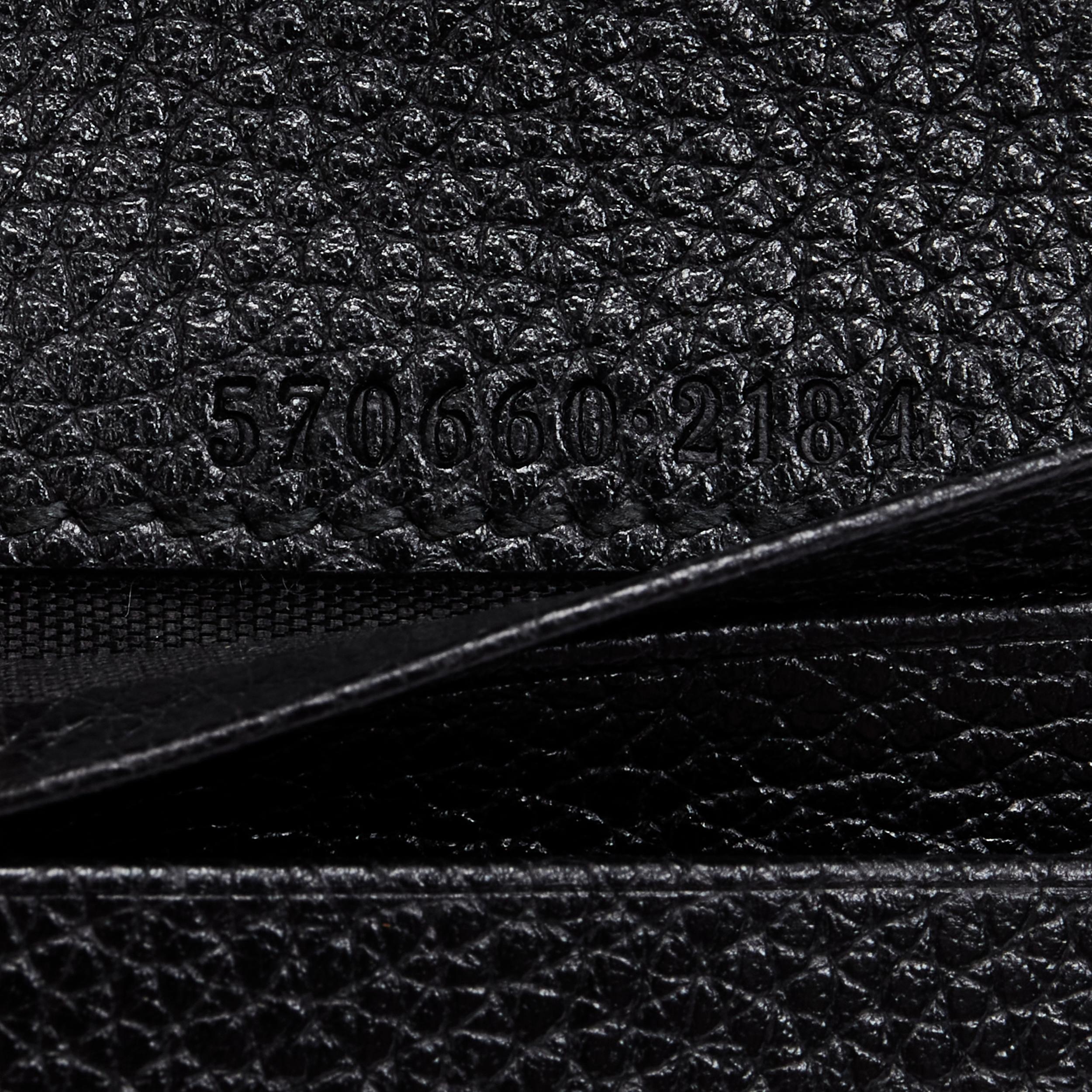 new GUCCI 570660 Zumi black leather GG Horsebit bi-fold wallet on chain nano bag For Sale 2