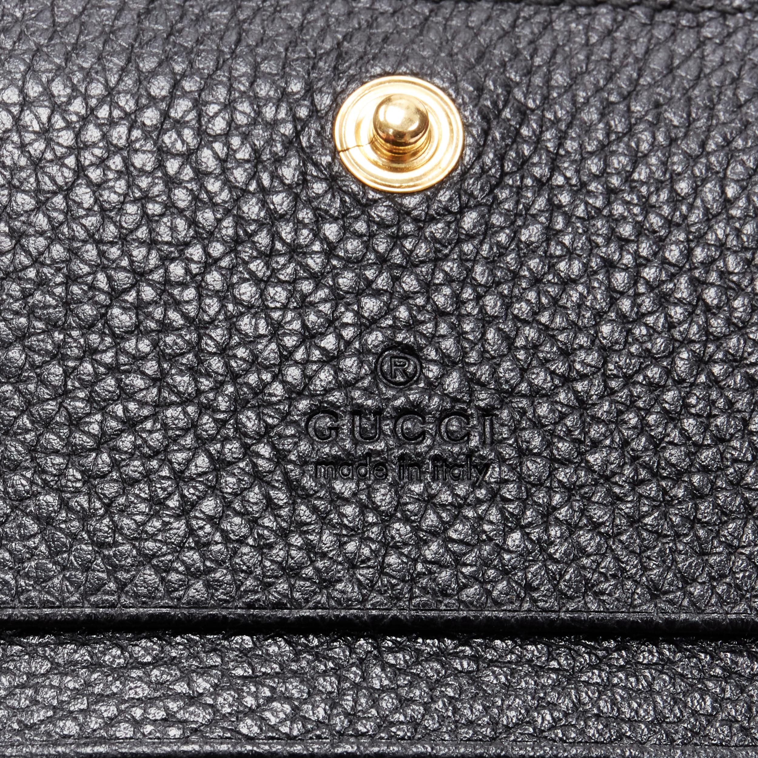 new GUCCI 570660 Zumi black leather GG Horsebit bi-fold wallet on chain nano bag For Sale 1