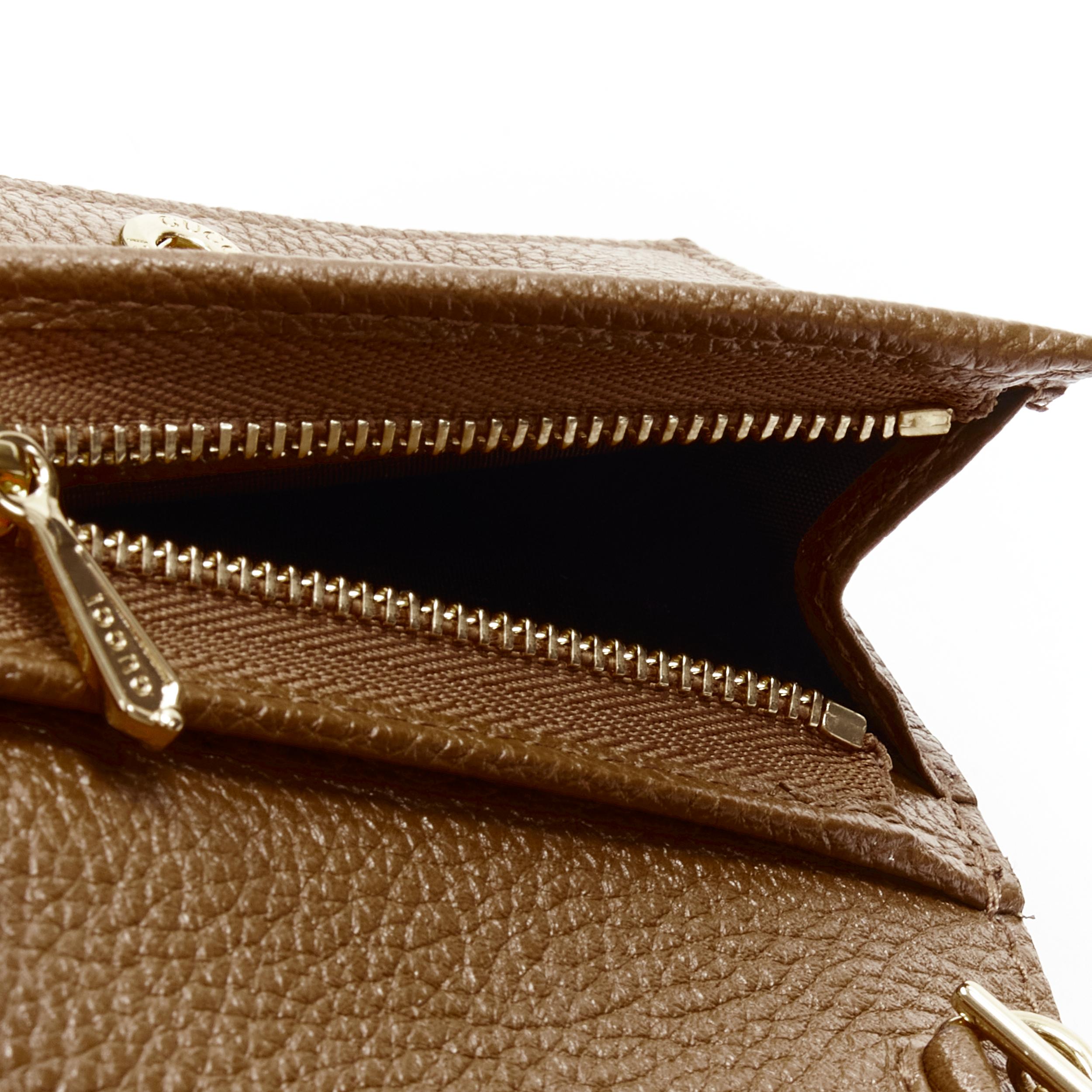 new GUCCI 570660 Zumi brown leather GG Horsebit bi-fold wallet on chain nano bag For Sale 1