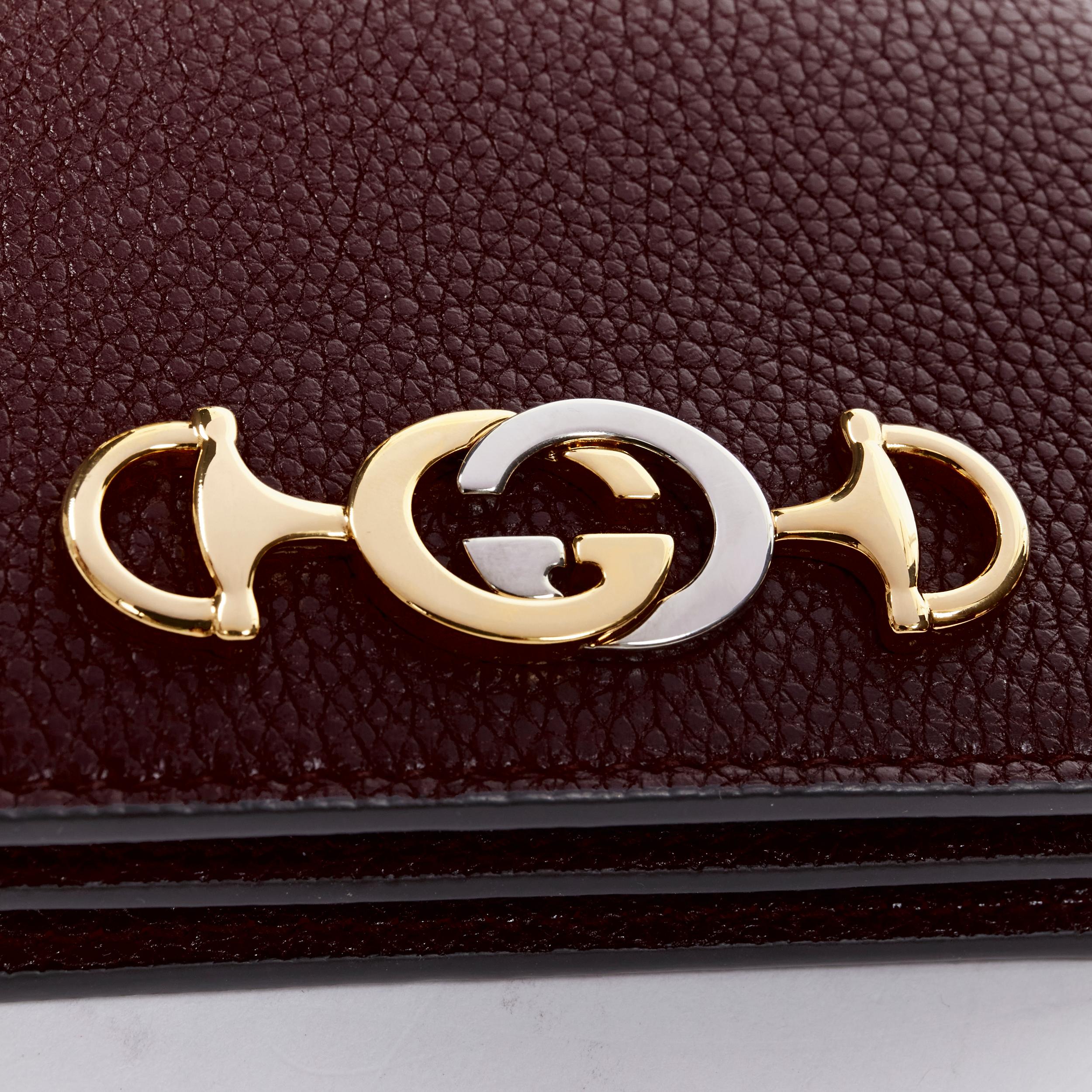 new GUCCI 570660 Zumi burgundy red GG Horsebit bi-fold wallet on 