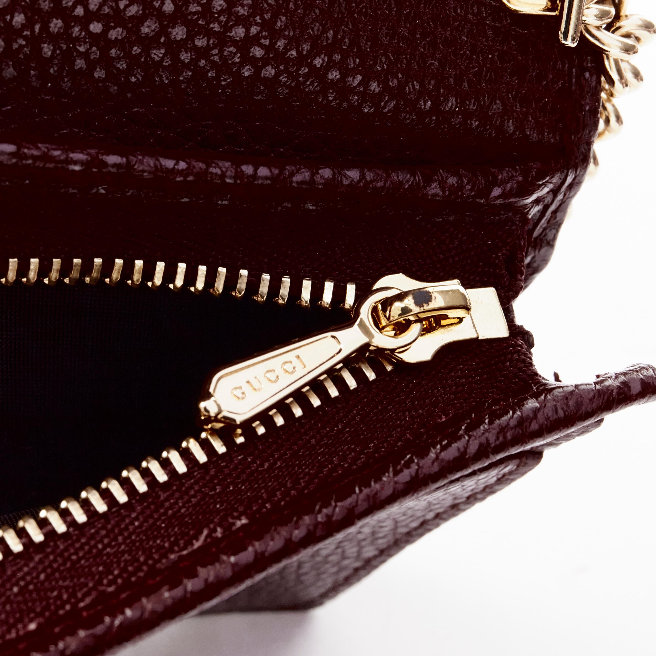 Women's new GUCCI 570660 Zumi burgundy red GG Horsebit bi-fold wallet on chain mini bag