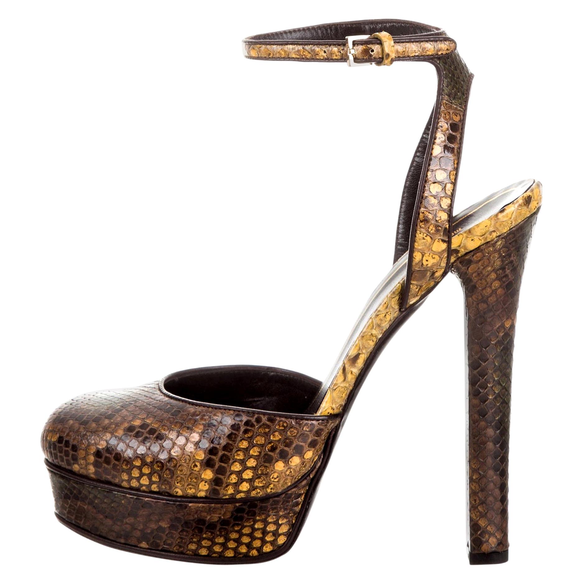 New Gucci 90th Anniversary Ad Runway Python Skakeskin Pump Heels Sz 36.5   $2425