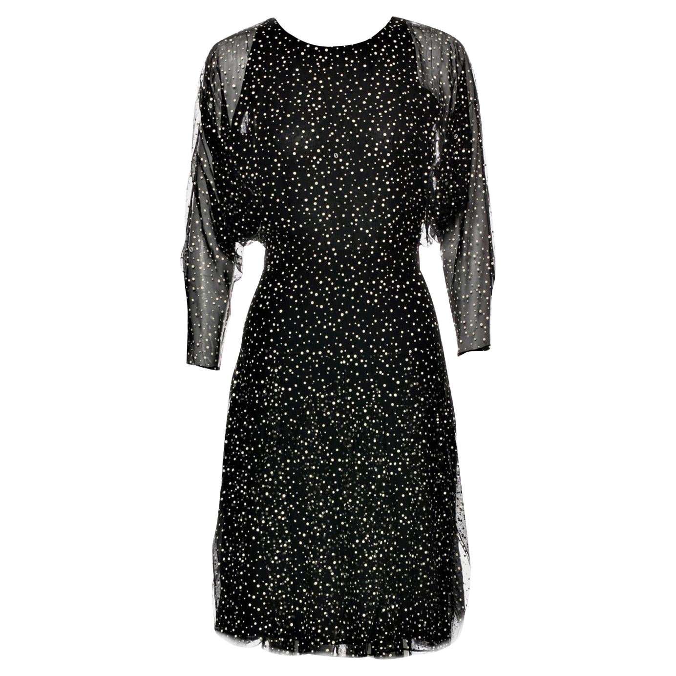 Noir Gucci 90th Anniversary Ad Runway Vidéo Robe en soie F/W 2011 Taille 42 en vente
