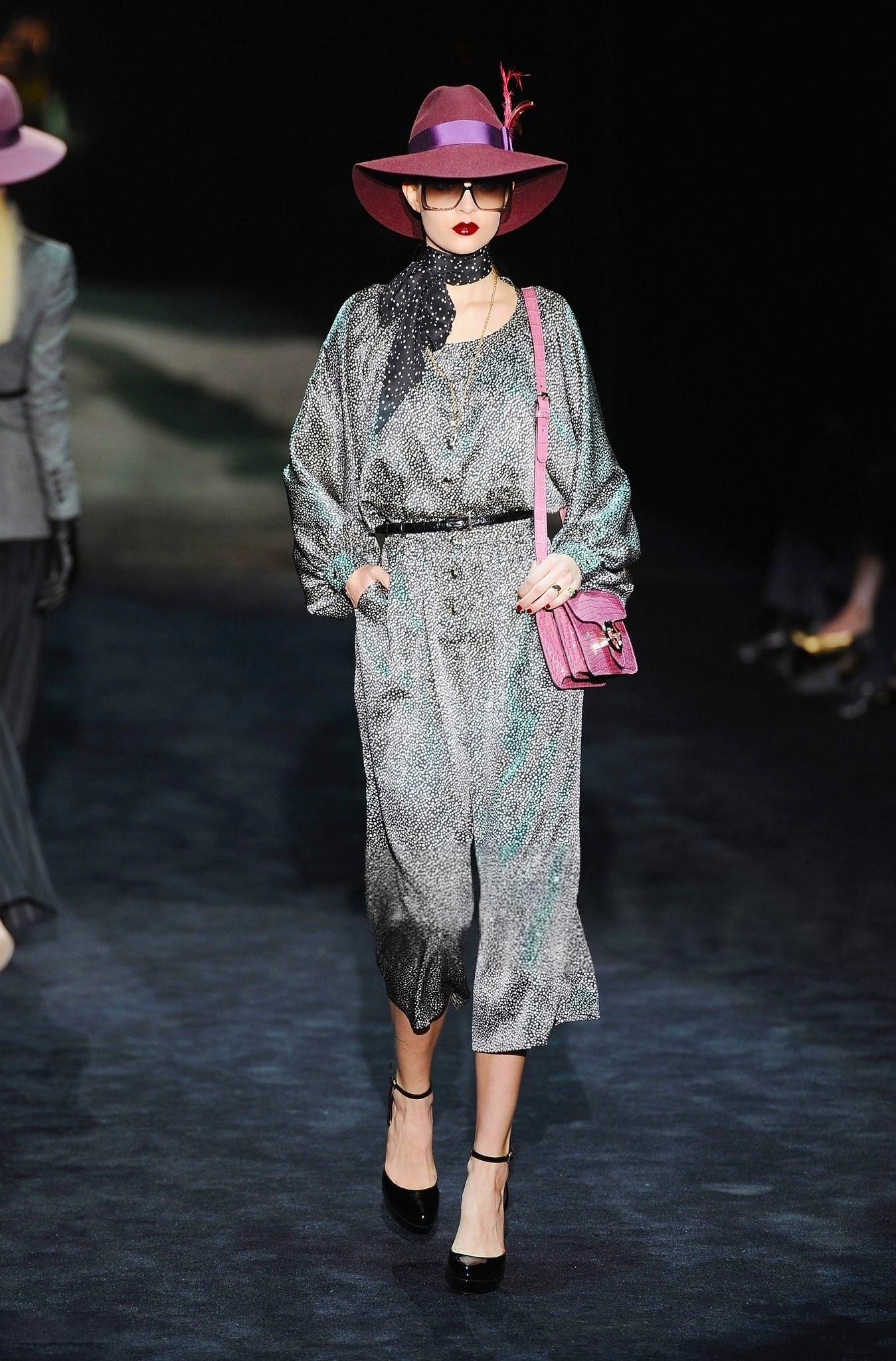 Black New Gucci 90th Anniversary Runway Silk JUMPSUIT 2011 Sz 38 with a 1970's Vibe For Sale