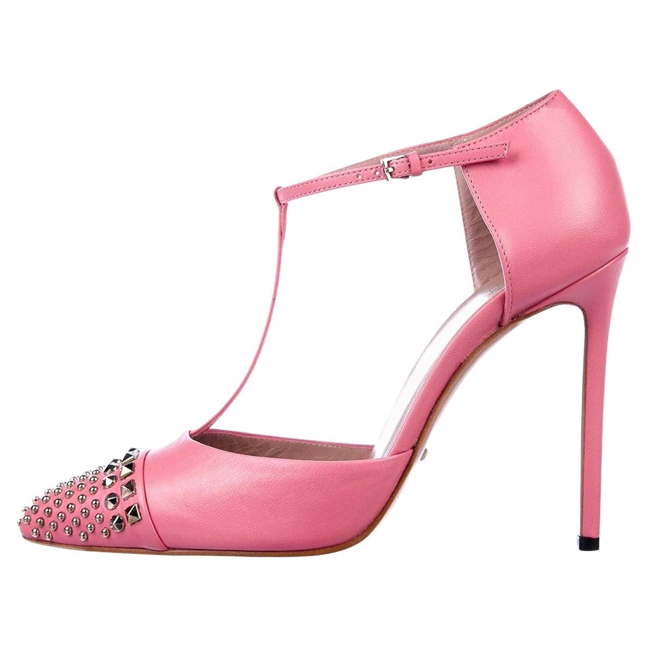 New Gucci Absolutely Stunning Pink Studded Heels Pumps Sz 39