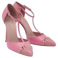 New Gucci Absolutely Stunning Pink Studded Heels Pumps Sz 39