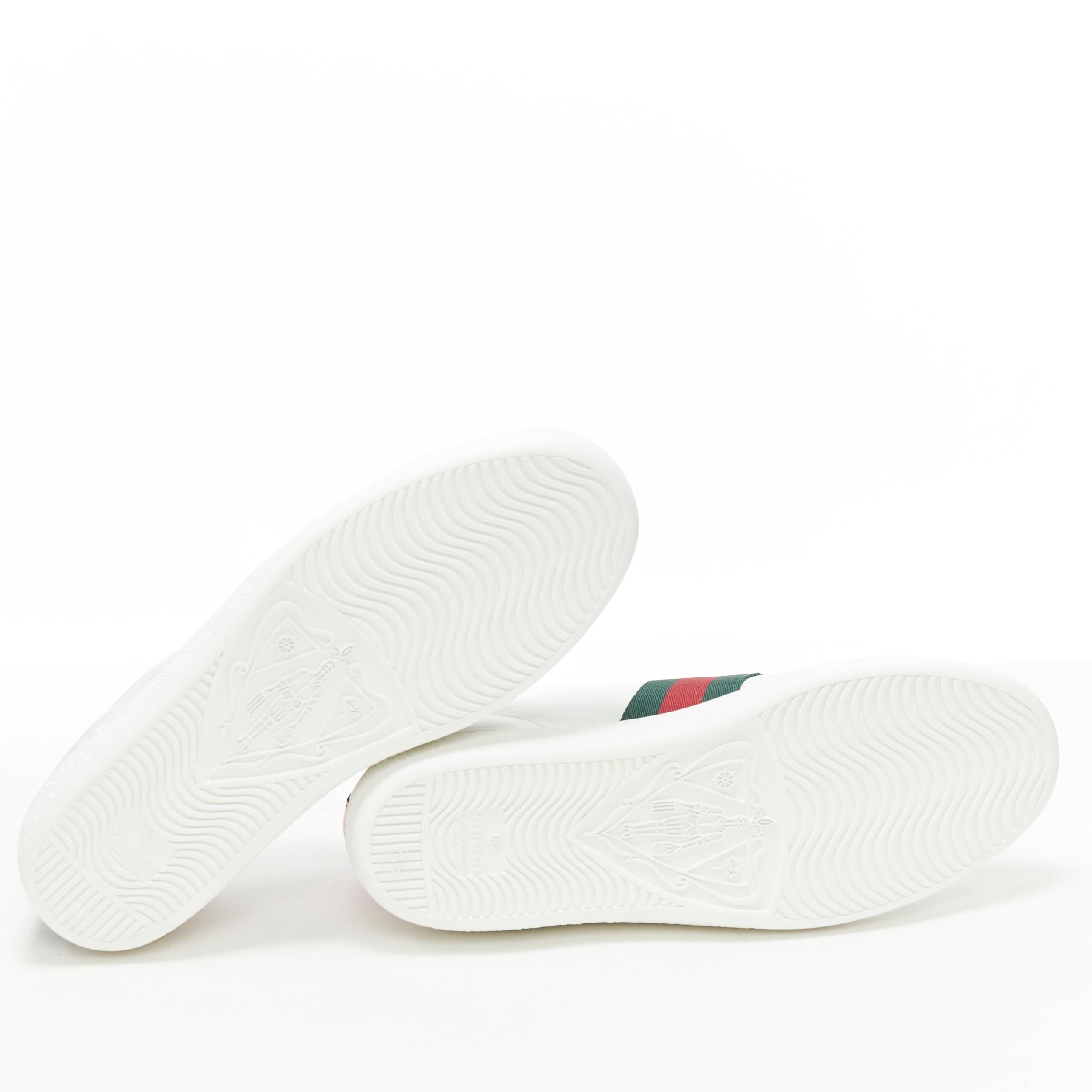 Men's new GUCCI Ace Bee white leather green red web embroidered low sneaker UK6 EU40