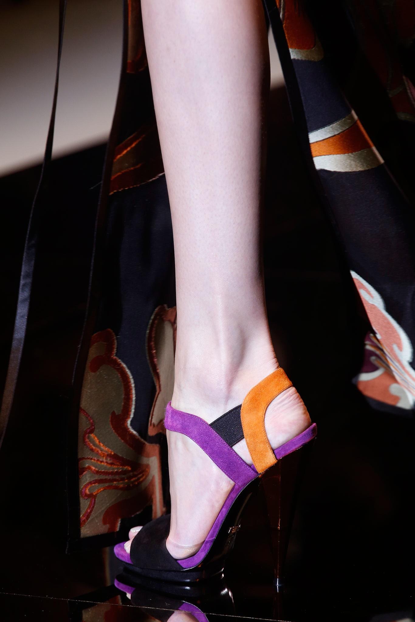 Women's New Gucci Ad Runway 2014 Purple Orange Suede Mirrored Pump Heels Sz 37.5 For Sale