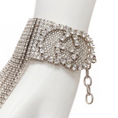 Neues GUCCI Alessandro Michele Kristall-Ineinandergreifendes GG-Glamour-Armband mit Rockfransen