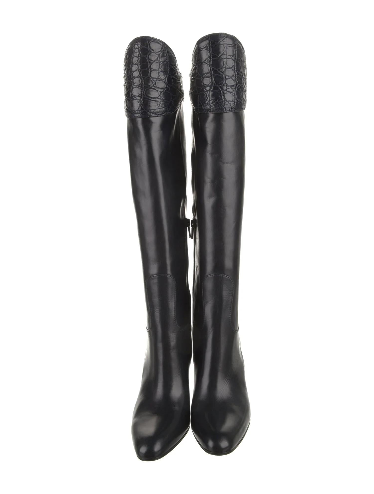 Neu Gucci Stiefel aus Alligator und Leder Selten Herbst Winter 2005 Gr. 8,5 2